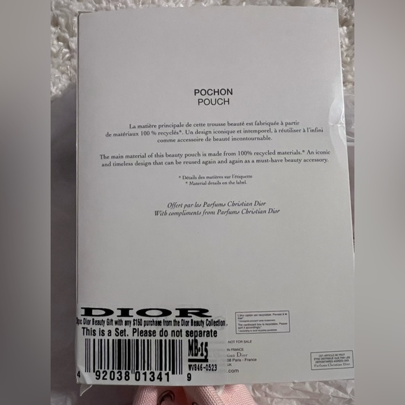 NIB Dior Makeup Pouch Pink Canvas Drawstring bag 17×11×6cm w/freebies - Picture 14 of 16